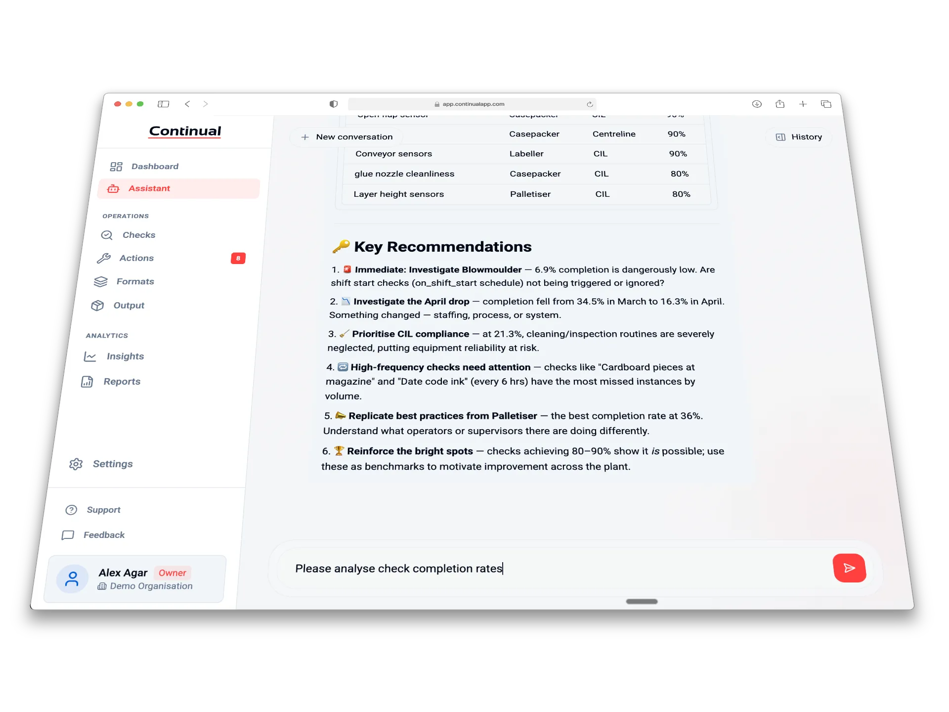 AI assistant helping configure autonomous maintenance checks
